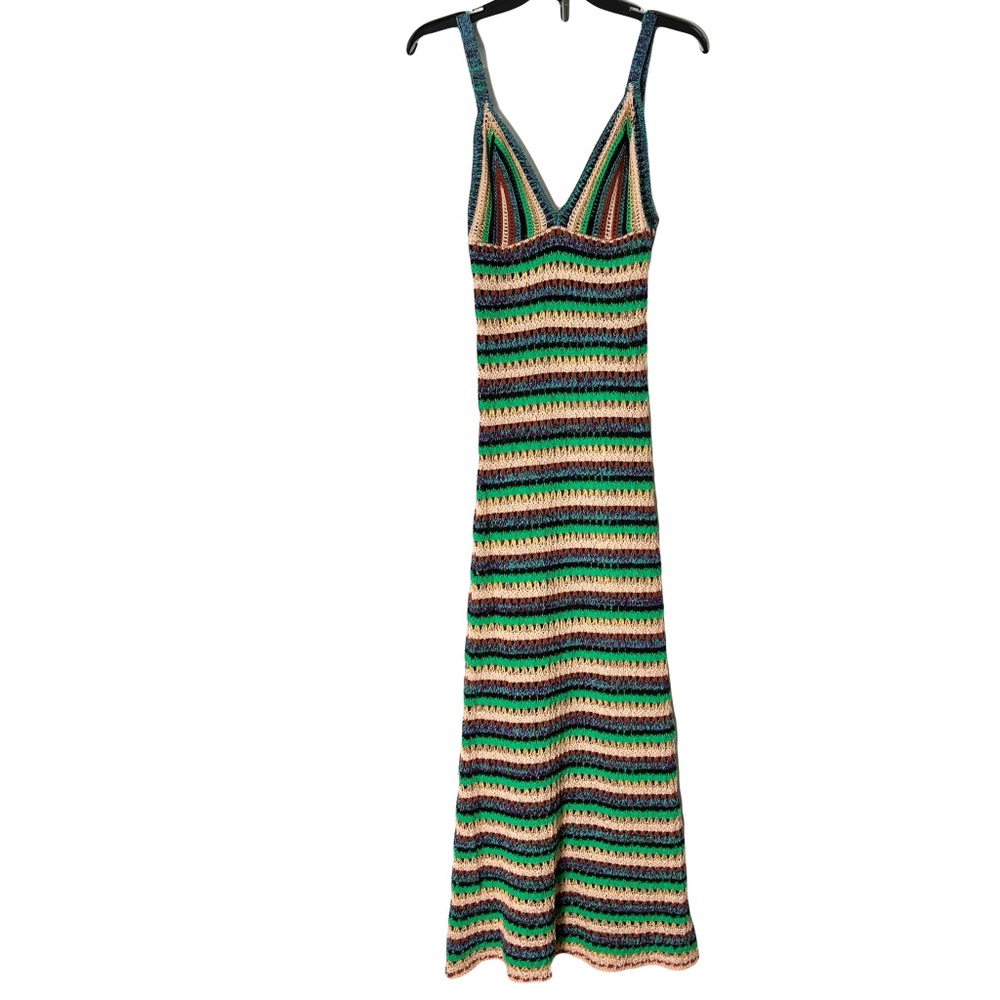 Nwot Zara Crochet Dress S Striped Cotton Multicolor Bloggers Fave